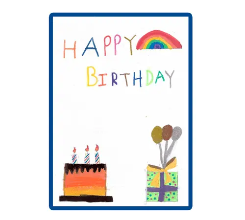 Blue Sky Fostering Birthday Card Competition 2025 - present, cake, rainbow