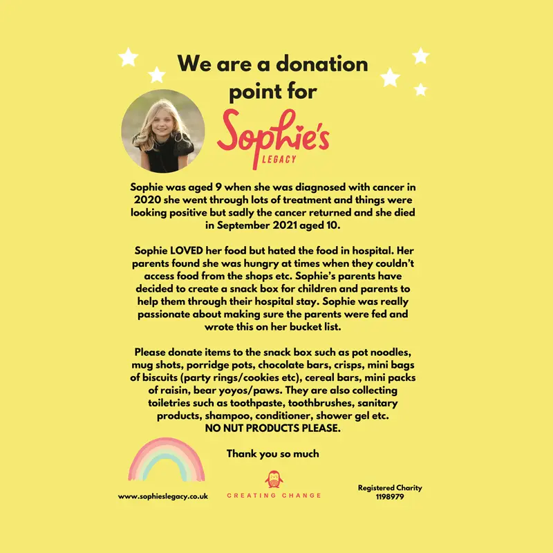 Sophie's Legacy Charity Poster