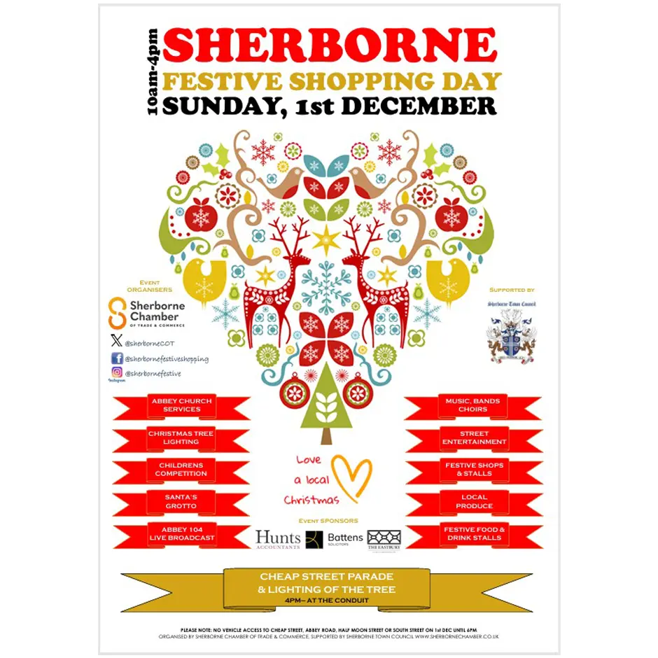 Sherborne Festive Shopping, Sherborne Christmas events in Dorset blue sky fostering