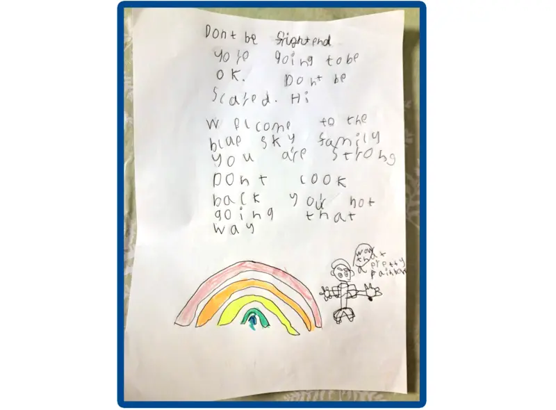 Blue Sky Fostering Welcome Card Competition - don't be frightened what a pretty rainbow