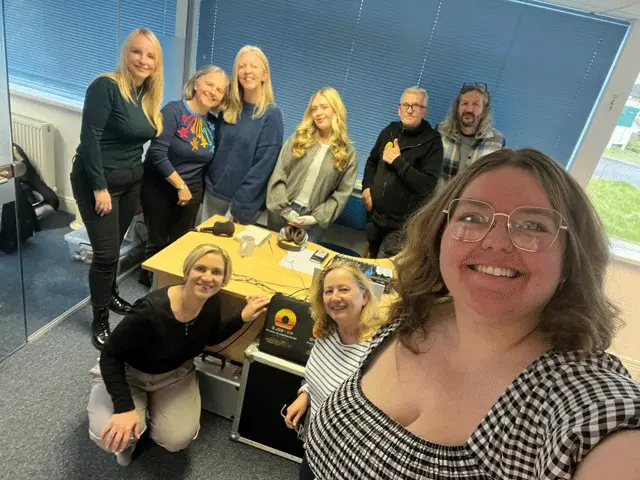 Molly Lloyd Participation Lead and the Blue Sky Fostering Dorset team before the Hot Radio show.