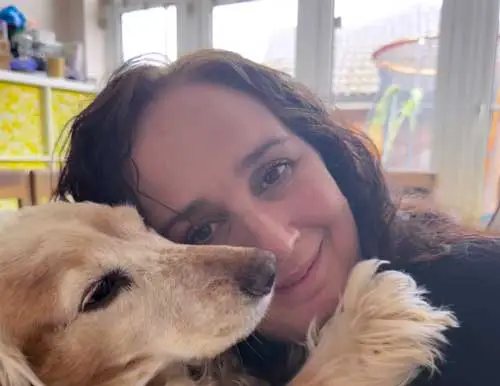 Mary Adams Education Advisor for the Dorset hub Blue Sky Fostering home dog