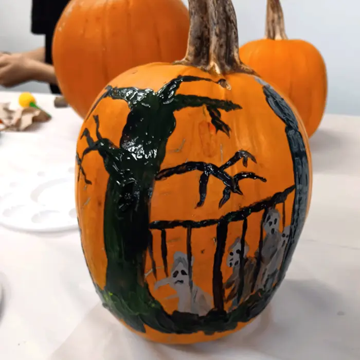 Spooky graveyard pumpkin! - blue sky fostering pumpkin picking 2024 sussex and surrey