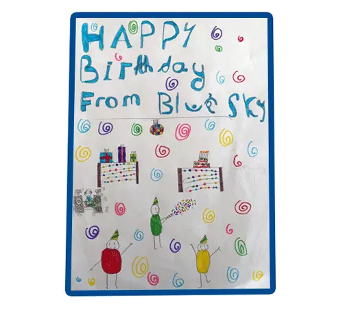 Blue Sky Fostering Birthday Card Competition - party, DJ, dancing, squiggles